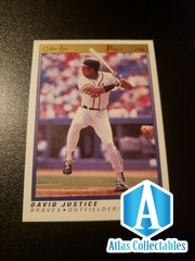 DAVID JUSTICE 1991 O-PEE-CHEE PREMIER BASEBALL CARD # 70